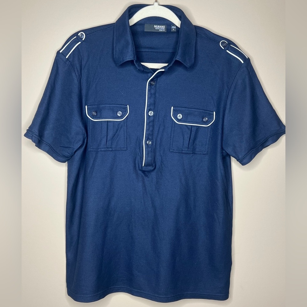 Blue Polo by Murano (Slim Fit) Large
